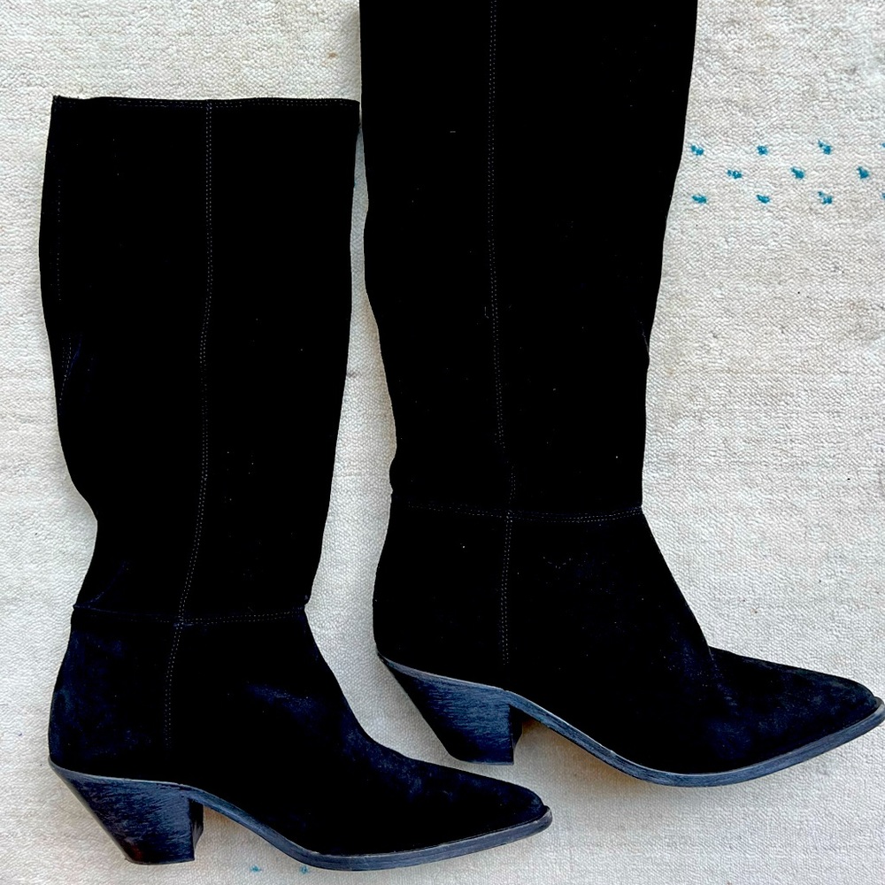 ba&sh Midnight Black Suede Heeled Boots